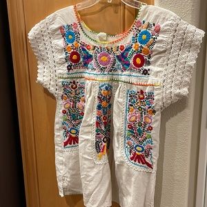 Embroidered Top with crochet sleeves